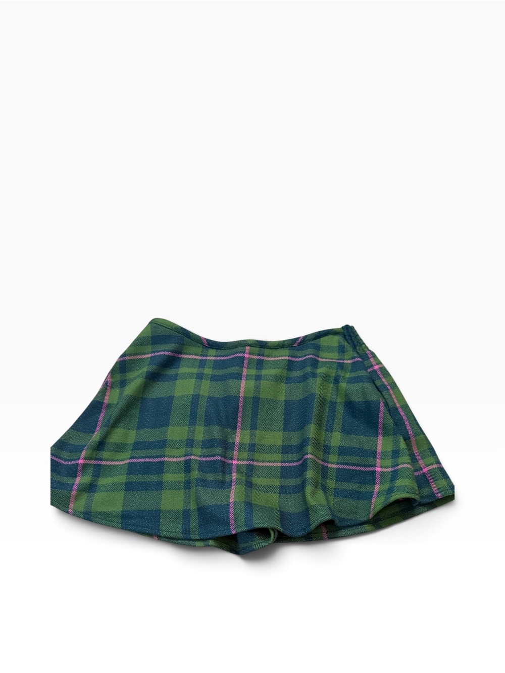 Free People Paradise Found Green Plaid Mini Skort Small NWT